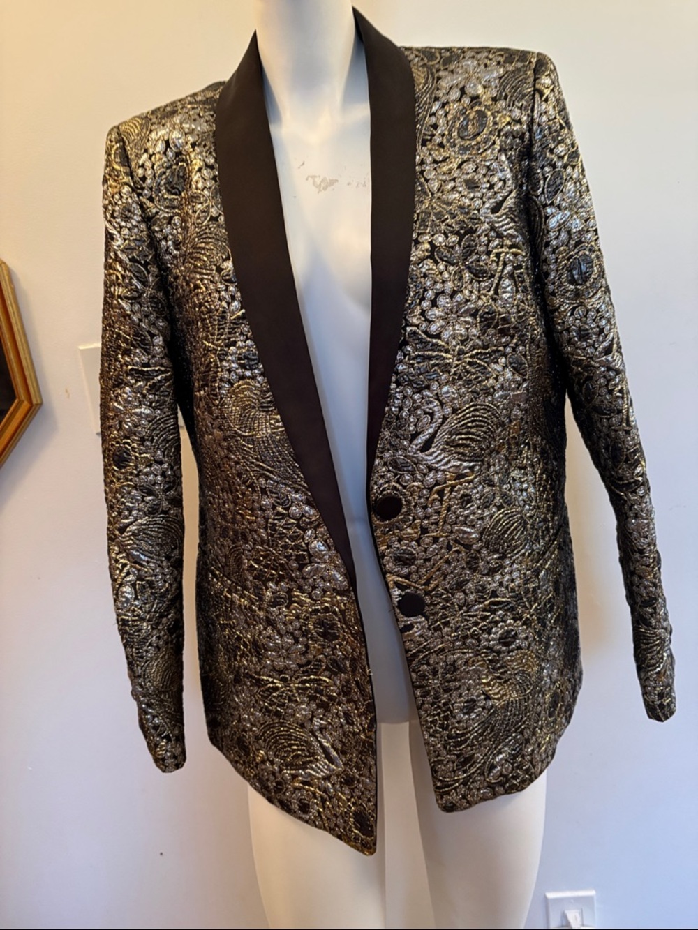 Escada Black Jacket with Gold Logo Embroidery
